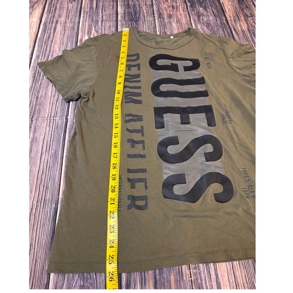 Guess Denim Atelier T Shirt Mens M Olive Green Graphic Short Sleeve Crewneck - Picture 3 of 9